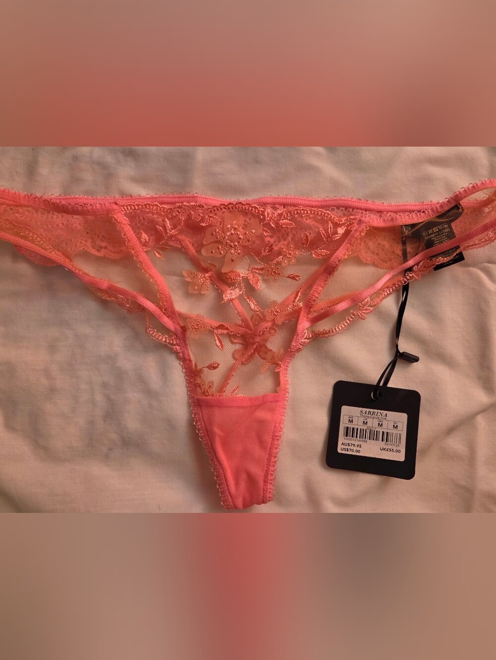 NWT Honey Birdette Sabrina Thong - Candy Pink - Size Medium